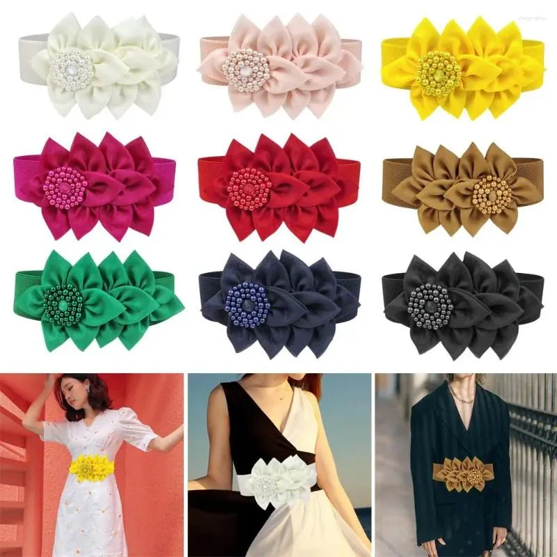 Ceintures Large Ceinture Extensible Mode Couleur Unie Fleur Décoration Ceinture Décontracté Ceinture Sangle Vêtements