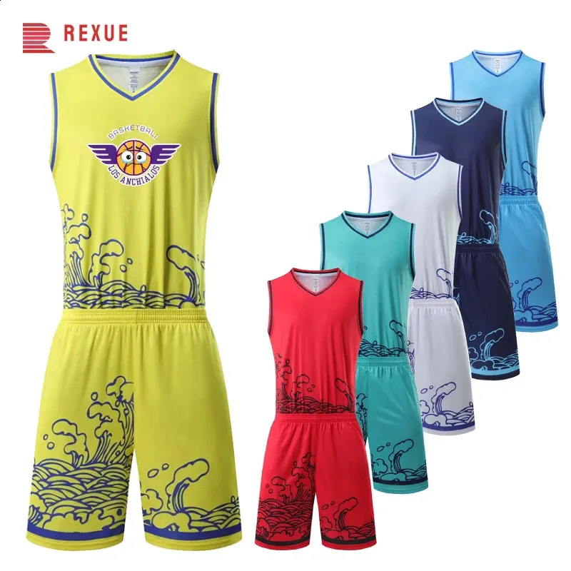 Maßgeschneiderte professionelle Basketball-Trikots mit hoher Qualität, bedruckt mit Namen und Nummer für Männer, Jungen, Teamuniform, atmungsaktive Trainingssets 240314