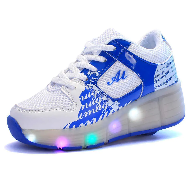 HBP Non-Brand Kinder-LED-Rollschuhschuhe mit Doppelrädern, USB-Leucht-Rollschuhe, Rollschuhe für Erwachsene