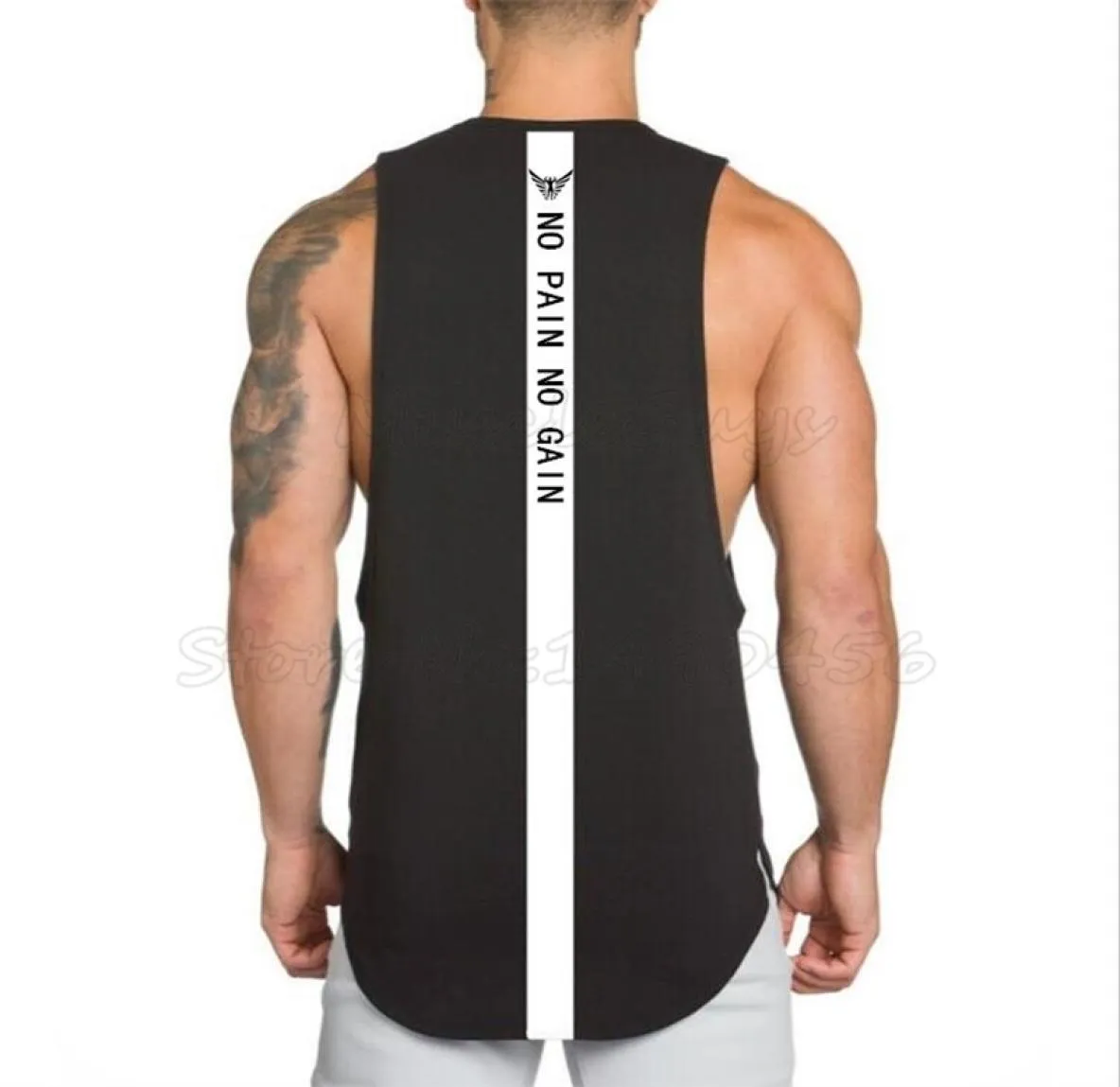 Marque PAIN NO GAIN vêtements musculation stringer gym débardeur hommes fitness singlet coton sans manches chemise muscle gilet 2009227628597