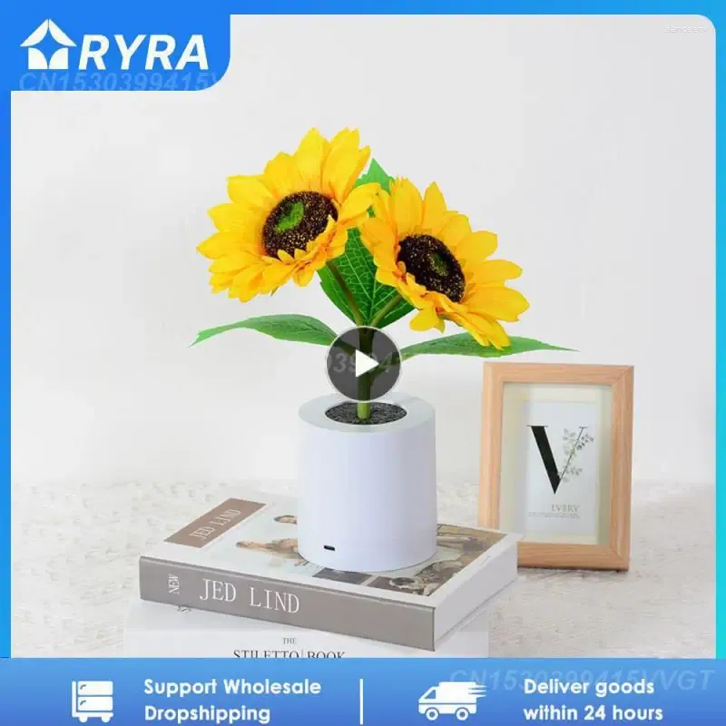 Table Lamps Sunflower Rose Lamp Valentine Fairy Light Tulip Tree Night USB Flower Lighting Home Party Romantic Gift