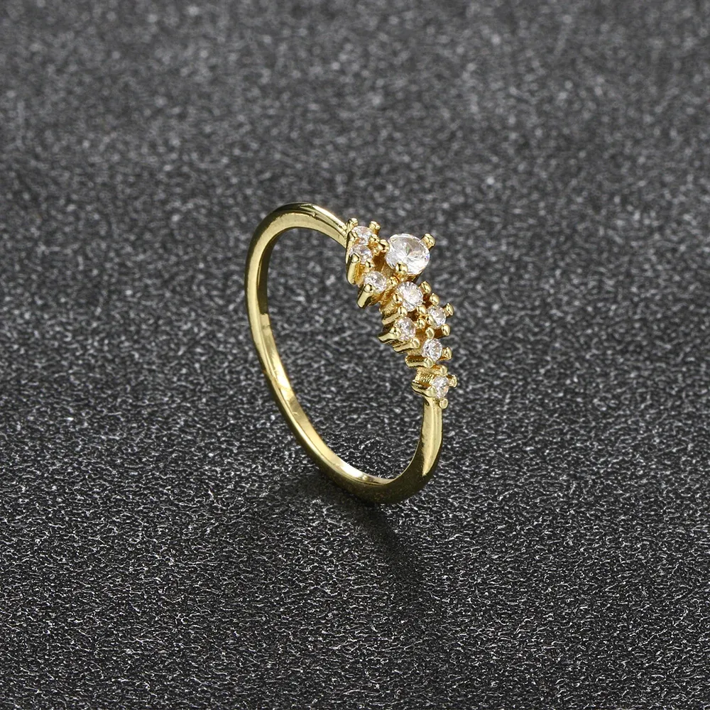 Anel de ouro delicado 14k para mulheres senhora mini zircônia cúbica anel de dedo luz cor dourada/cor prata joias da moda