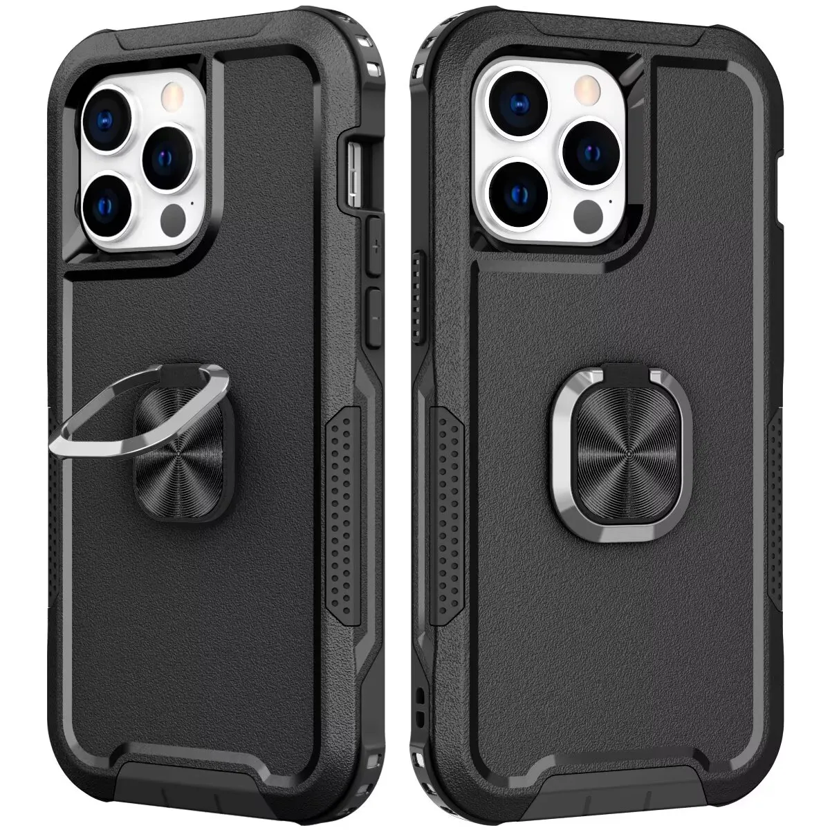 Rugged Hybrid Armor Phone Cases For iPhone 15 Pro Max 14 13 12 Mini 11 X XS XR Max Plus Shockproof Ring Cover With Kickstand Protective Shell