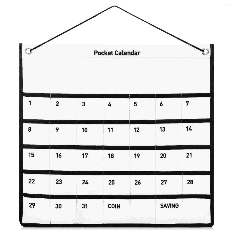 Förvaringspåsar klassrum månadskalender pocket diagram mobiltelefonpåse hängande vägg smycken arrangör icke-vävt tyg