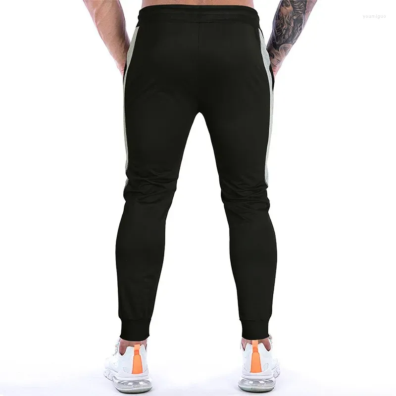 Men's Pants Color Matching Drawstring Fitness Slim Man Trousers Men Casual Y2k Clothing Fashion Pantalones Gym Skinny Street