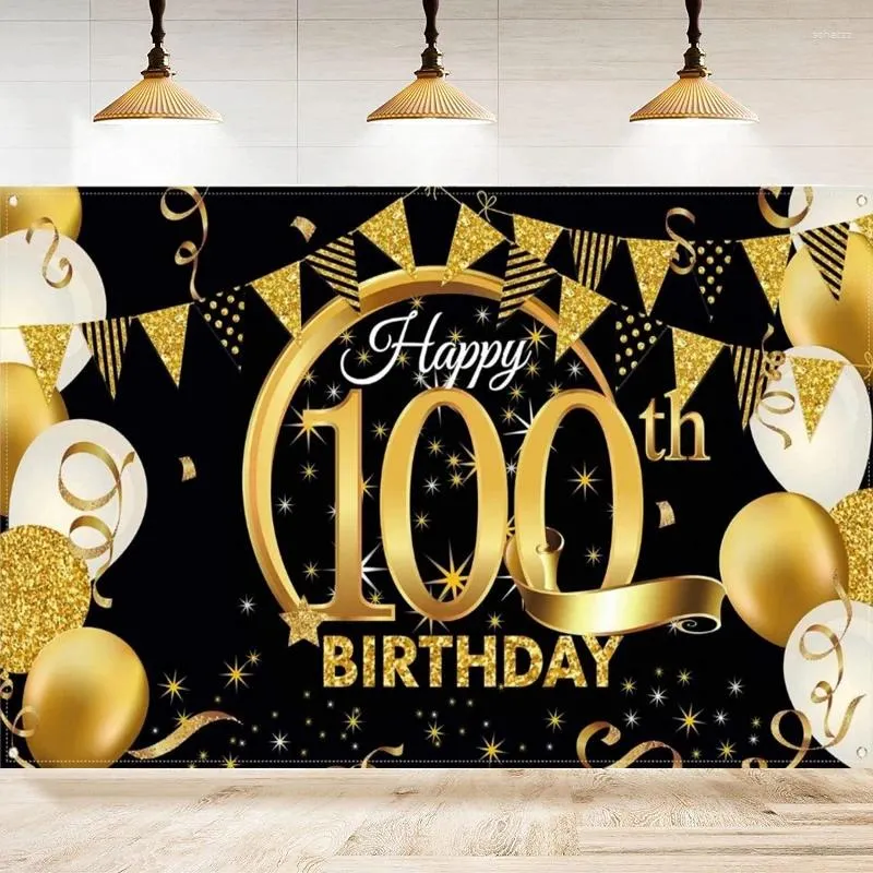 Party Decoration Pography Backdrop For Men Happy 100th Years Old Birthday Balloons Background Home Wall Banner Decor Poster