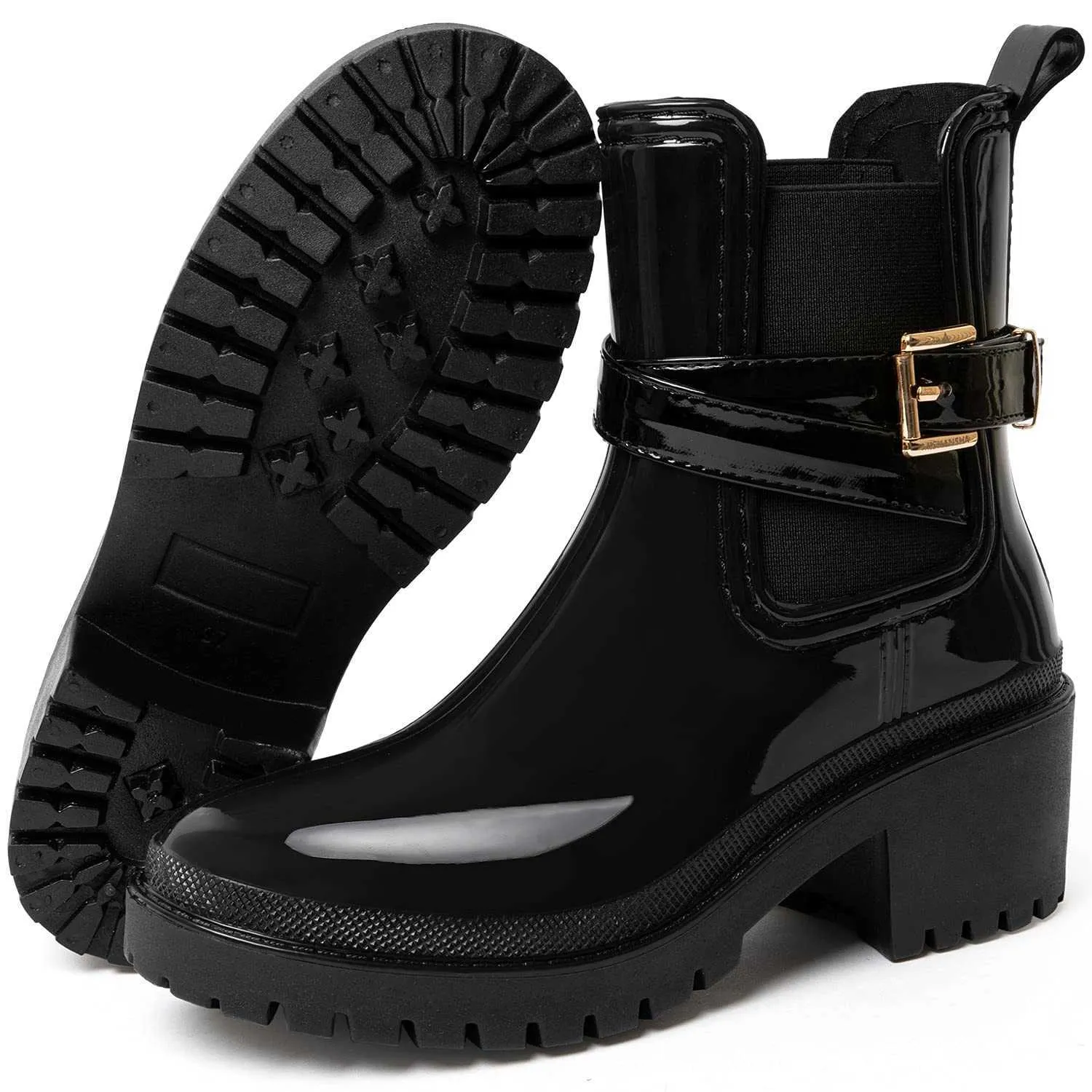 HBP Non-Marque Adultes Chaussures De Style De Marche Imperméables À L'eau Et À La Pluie Bottes Chaussures Femme Avec Talon Épais