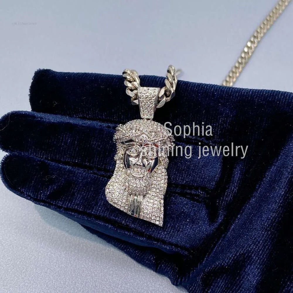 Hiphop Iced Out Moissanite Bling diamanten stuk ketting Jezus hanger