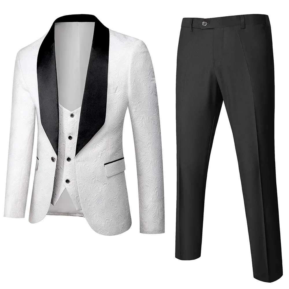 Suits Men's New Business Casual Suit Set Men's Wedding Groom Dress Hall Suit 3 Piece Set