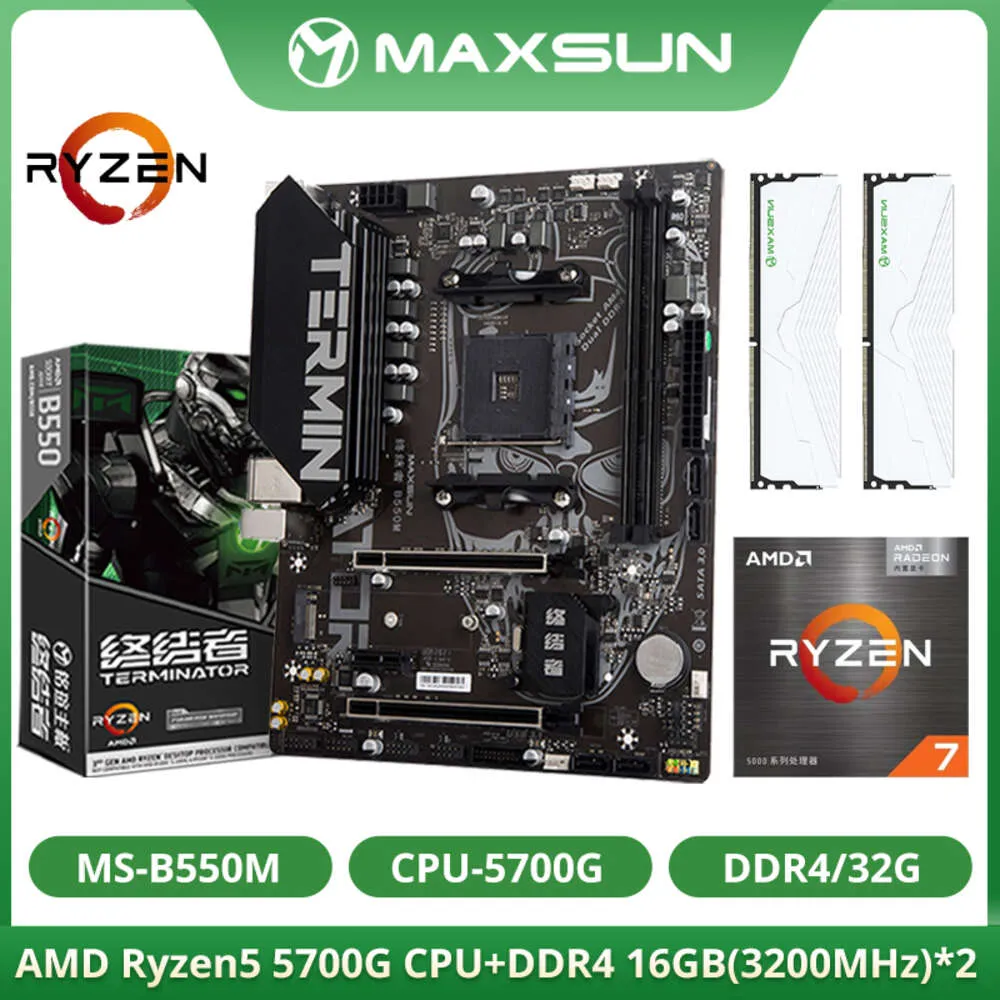 MAXSUN AMD B550M met Ryzen 7 5700G CPU RAM DDR4 32GB (16GB*2) 3200MHz M.2 NVME AMD Moederbord Set voor Gaming Computer Combo