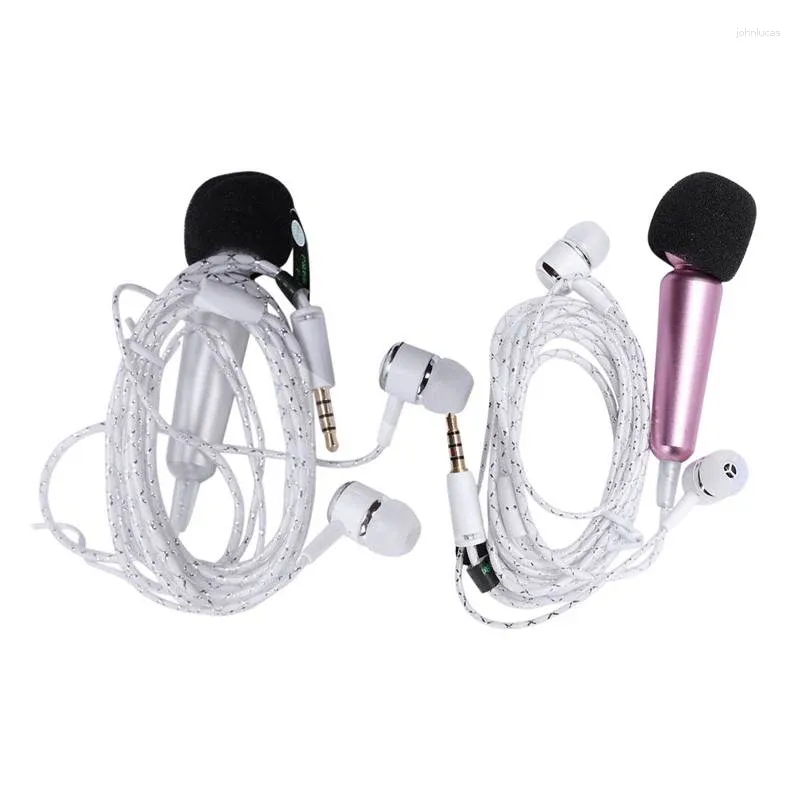 Microfoni Microfono con cuffia portatile da 3,5 mm Mini Karaoke a condensatore per computer telefonico con auricolare