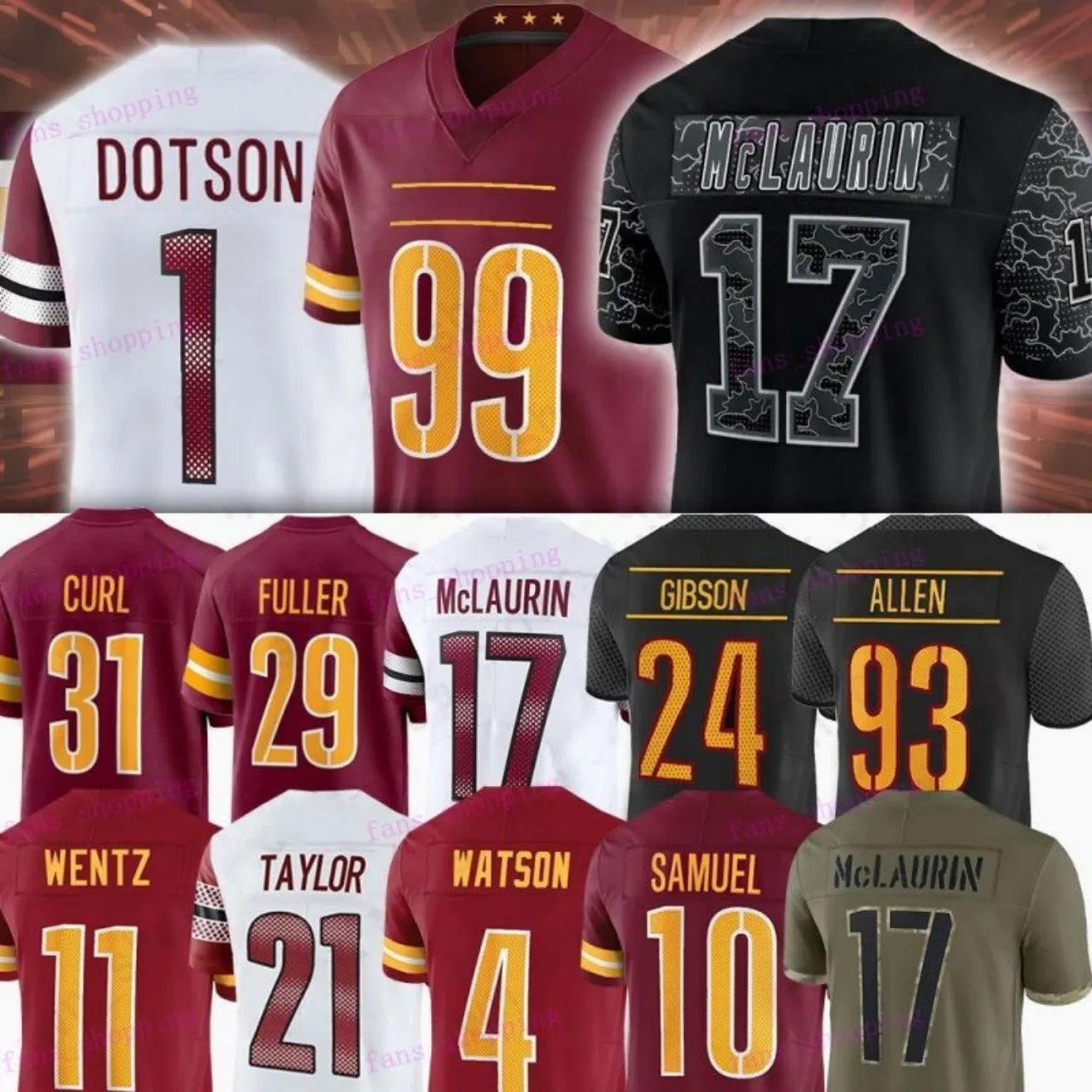 Terry McLaurin Sam Howell Jerseys de futebol personalizado Jahan Dotson Chase Young Sean Taylor Daron Payne Jonathan Allen Tress Way Brian Robinson Jr Emmanuel Forbes Samuel