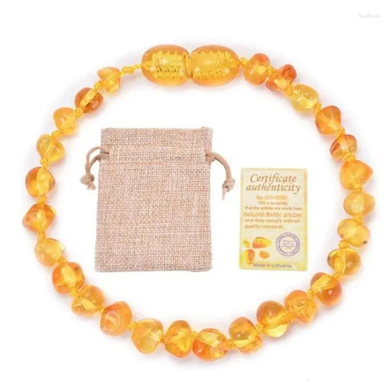 Strand Fashion Bracelet en ambre naturel assemblé à la main véritable ambre de la Baltique Bracelets de dentition bijoux accessoires cadeau pour bébés adultes