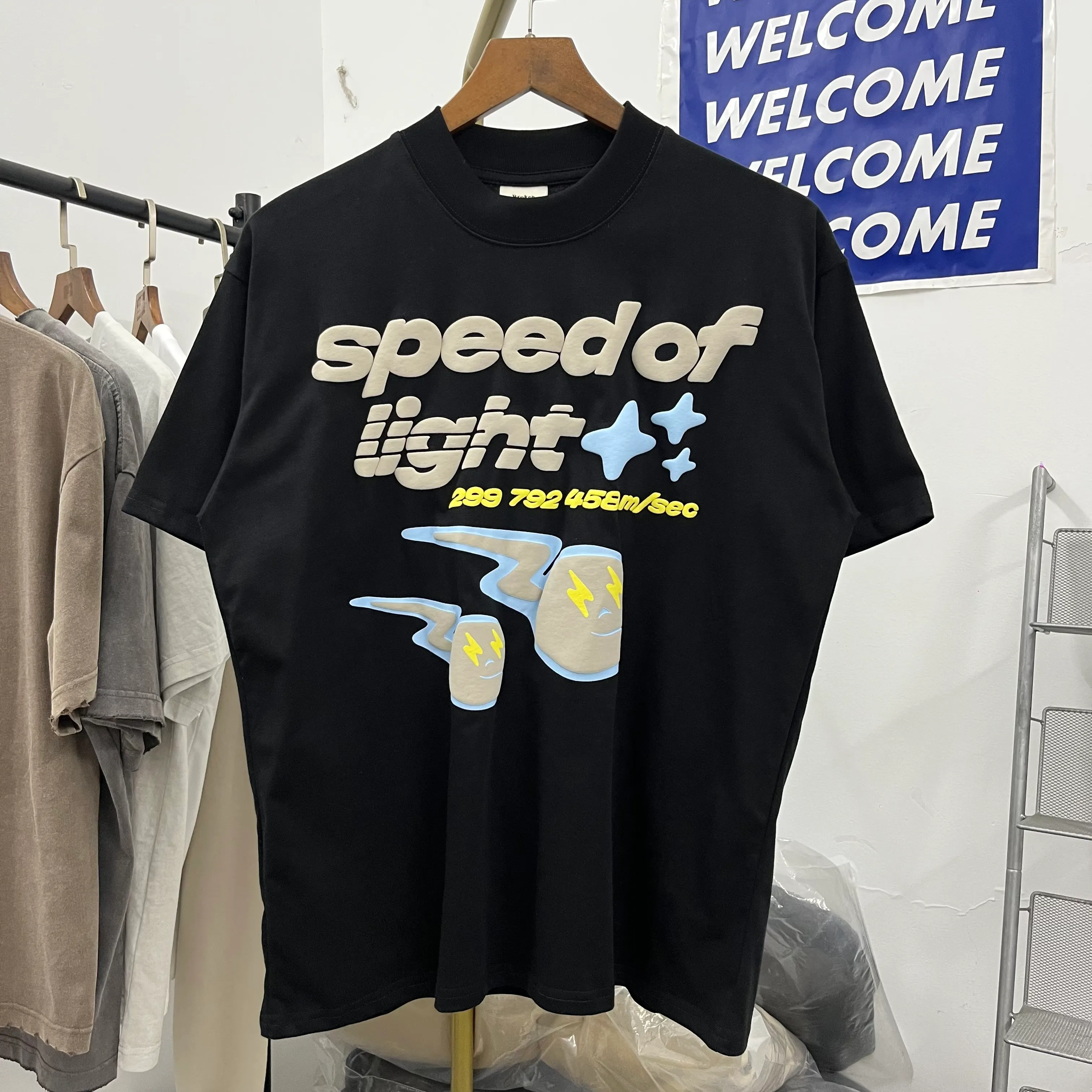 ルーズブラックティーメンズ女性2024SS Tシャツビンテージプリントトップ半袖Tシャツ