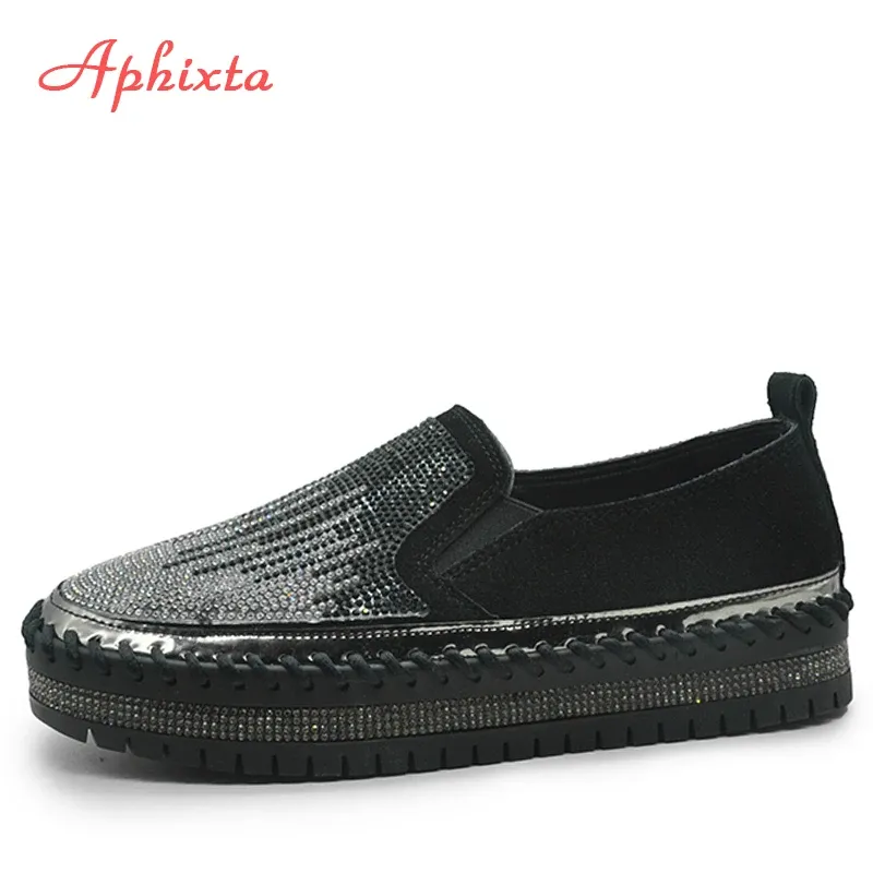 Buty aphixta buty kobiety luksus kryształy muzyka rytm rytm buty butów projektanci projektanci platforma buty płaskie obcasy obuwie zapatillas mujer