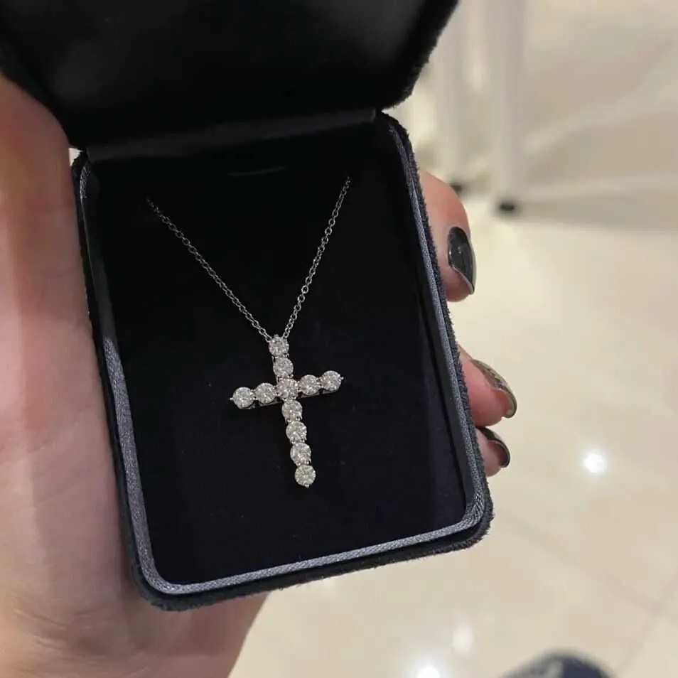 Designer tiffay and co Cross Necklace 925 Sterling Silver Diamonds Full Sky Star Plated with 18k Gold Diamond Pendant Collar Chain
