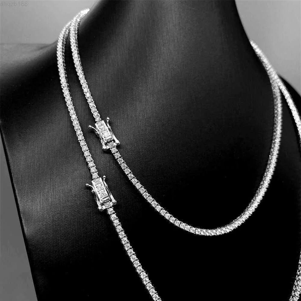 Chaîne Hiphop haut de gamme, collier de chaîne de Tennis en argent Sterling 925 de 2mm