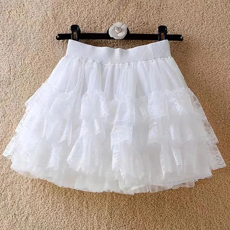 Harajuku doux dentelle Shorts jupes Y2k japonais Lolita Tutu jupes danse Kawaii femmes multicouche dentelle maille gâteau jupe 240311