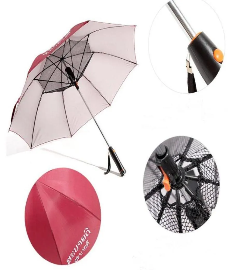 Red Creative LongHandle Summer Umbrella with Fan Cooling Down Umbrella UV Sunscreen Umbrella60973768742050