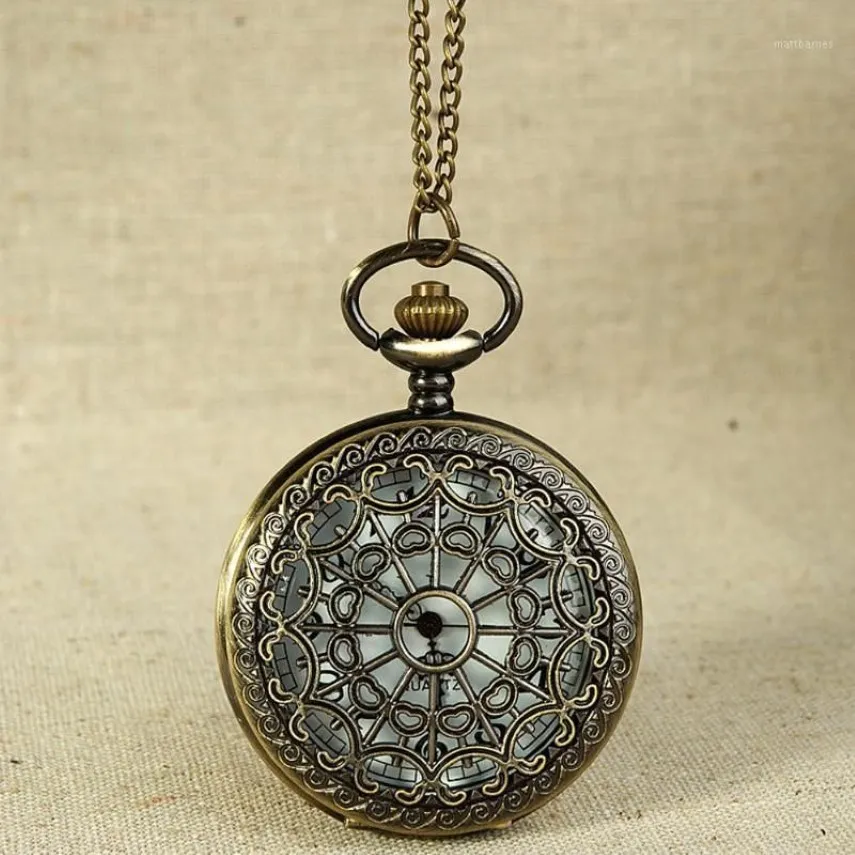 Pocket Watches Fob Vintage Bronze Tone Spider Web Design Chain Pendant Life Waterproof Men's Watch Birthday Anniversary Gift 217u