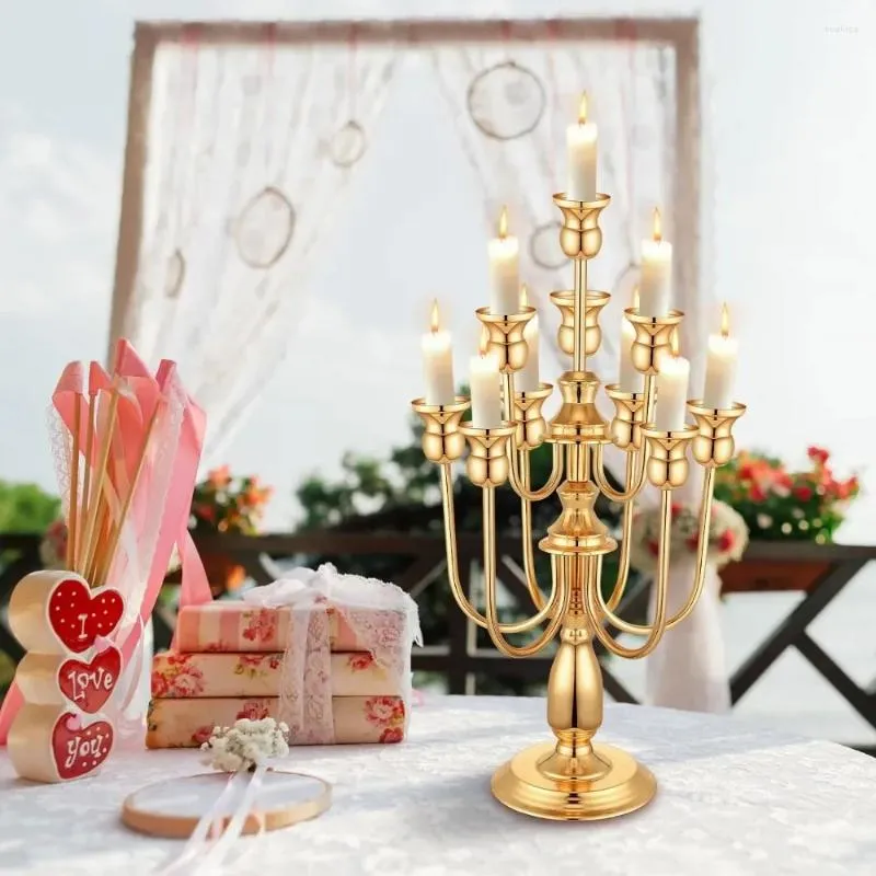 Castiçais 4 pcs candelabros de ouro peças centrais para mesas 24 em 10 braços decoração de casa votiva