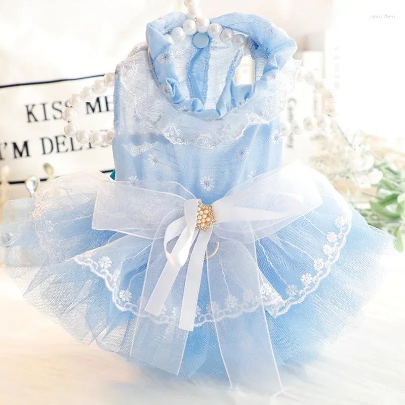 Vêtements pour chiens Vêtements pour animaux de compagnie Waltz Robe de mariée pour chiens Vêtements Chat Petite Princesse Gaze Robes Mince Summer Fashion Yorkshire Accessoires