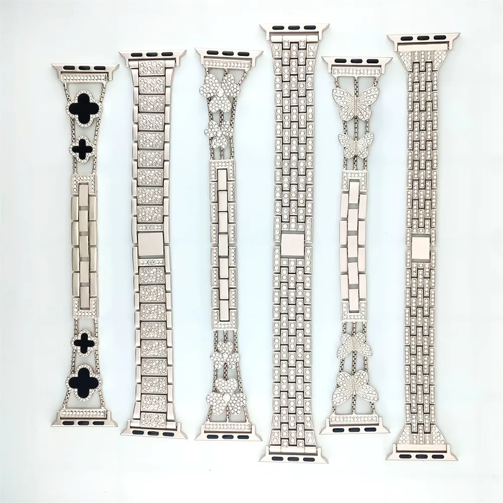 Starlight Family Bands Diamantkette Metallschmuck Armband Armband Band Link Straps Bänder Armband für Apple Watch Serie 3 4 5 6 7 8 9 iWatch 40 mm 41 mm 44 mm 45 mm