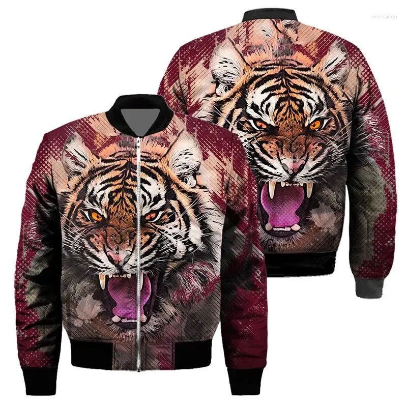 Mens 3D Tiger Print Jacket - Stylish Animal Pattern Coat