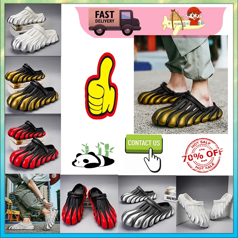 Designer Casual Platform Half Pack Slipers Summer Sliders Män Kvinnor Graffiti Bone White Slides Sandaler Slip We1ar Resistant Memory Soft Tjock Cushion Slipper Gai