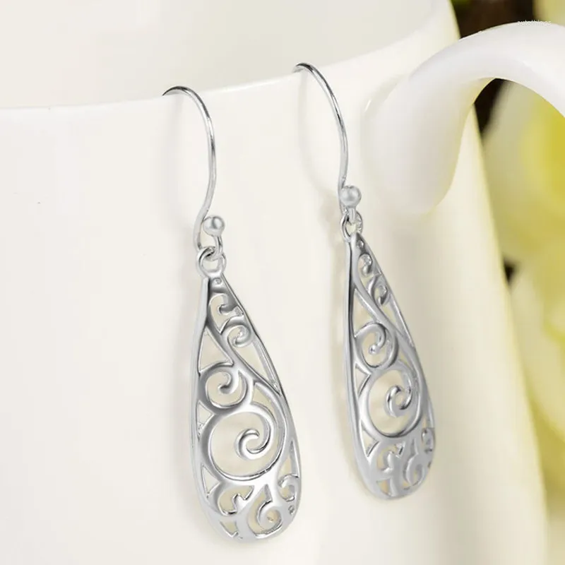 Backs Earrings 925 Sterling Silver Water Droplets Dangle For Women Fashion Jewelry Accessories Wholesale