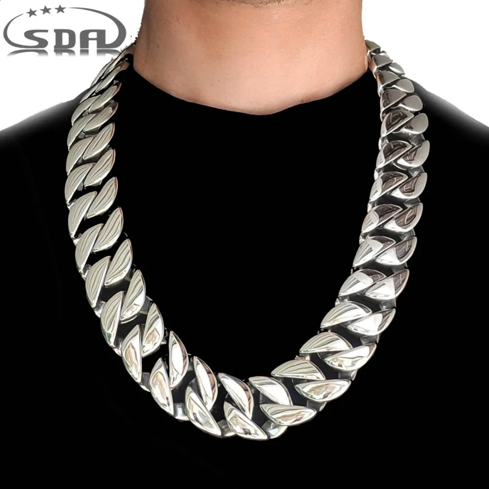 SDA Big Heavy 26mm 32mm Cuban Chains Armband Halsband för män och kvinnor Puck Rock Smycken Choker ID Namn Gravera gratis 240311