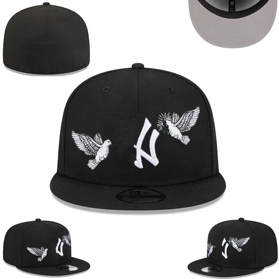Мужские бейсбольные кепки 2024 года, классический черный цвет, хип-хоп, Atlanta Sport, полностью закрытый дизайн, кепки с голубями, вводная часть, стежок в форме сердца, вся команда Love Hustle Flowers Ma16-11