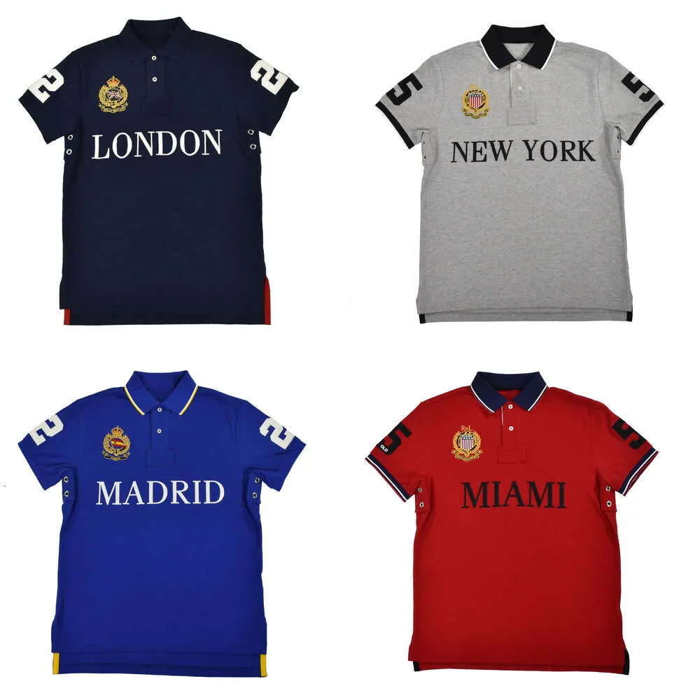 2024 Fashion New High Quality City Designer Camicie da uomo in cotone ricamato London Navy Toronto York Polo casual