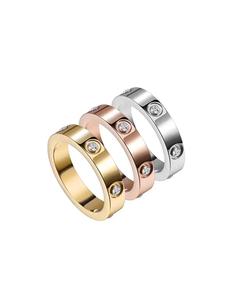Кольцевая женская дизайнерская кольцо пара ювелирных украшений кольцо титановое стальное алмазное бриллиантовое повседневное.