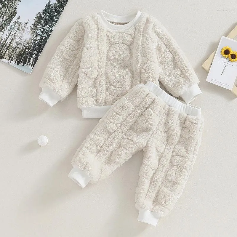 Giyim Setleri Toddler Boy Boy Kız Sıcak Giysiler Oyuncak Ayı Sweatshirt Uzun Kollu Polar Külot Top Pantolon Sonbahar Seti