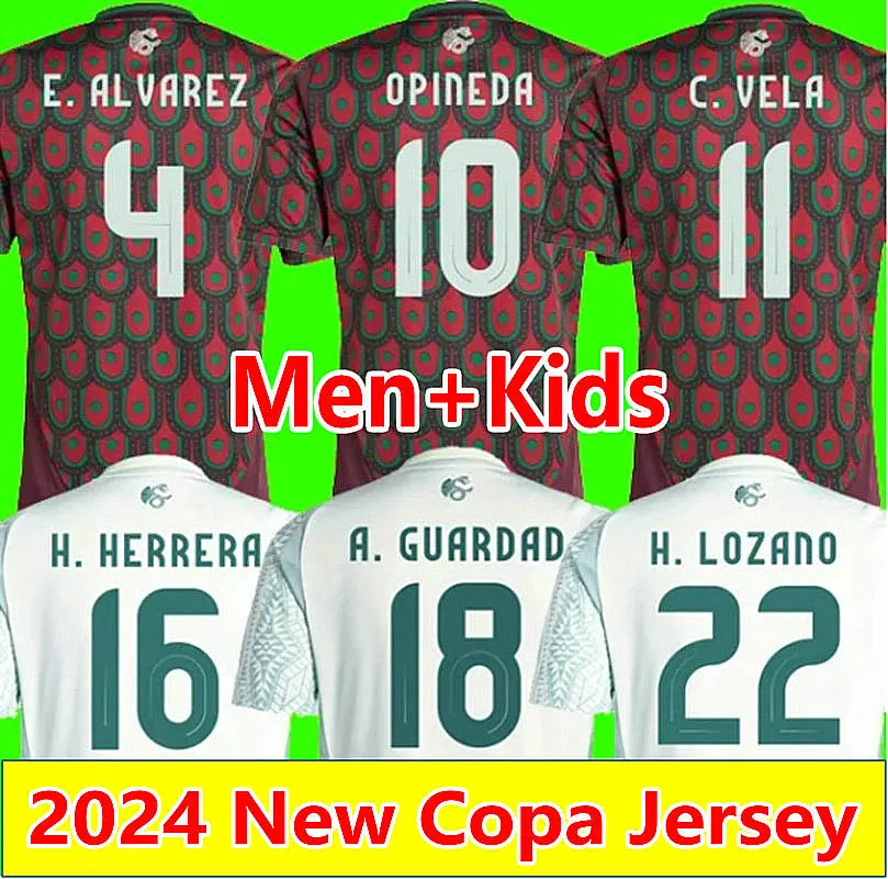 멕시코 2024 코파 아메리카 축구 유니폼 Raul Chicharito 팬 플레이어 버전 S.Gimenez Dos Santos 24 25 H.Lozano H.Herrera 남자 여자 아이들 축구 셔츠 유니폼 S-4XL