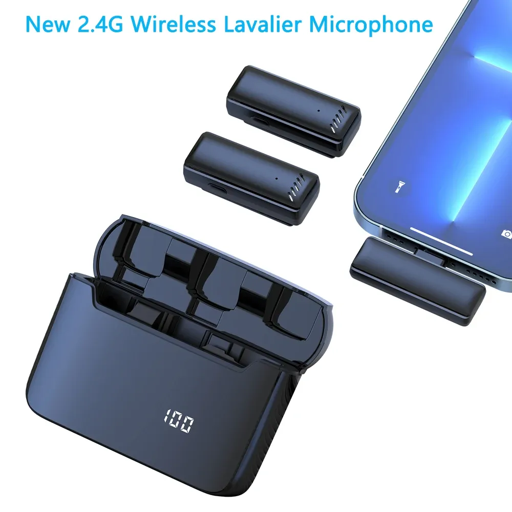 Microphones S13 Microphone Lavalier sans fil Portable Réduction du bruit Audio Vidéo Enregistrement Mic pour iPhone Android avec boîte de chargement d'affichage