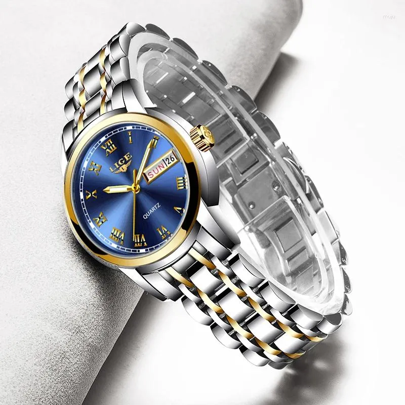 Zegarek na rękę lige kobiety oglądają prosty kwarc Lady Waterproof na rękę na rękę Modne zegarki modne zegarowe zegarki