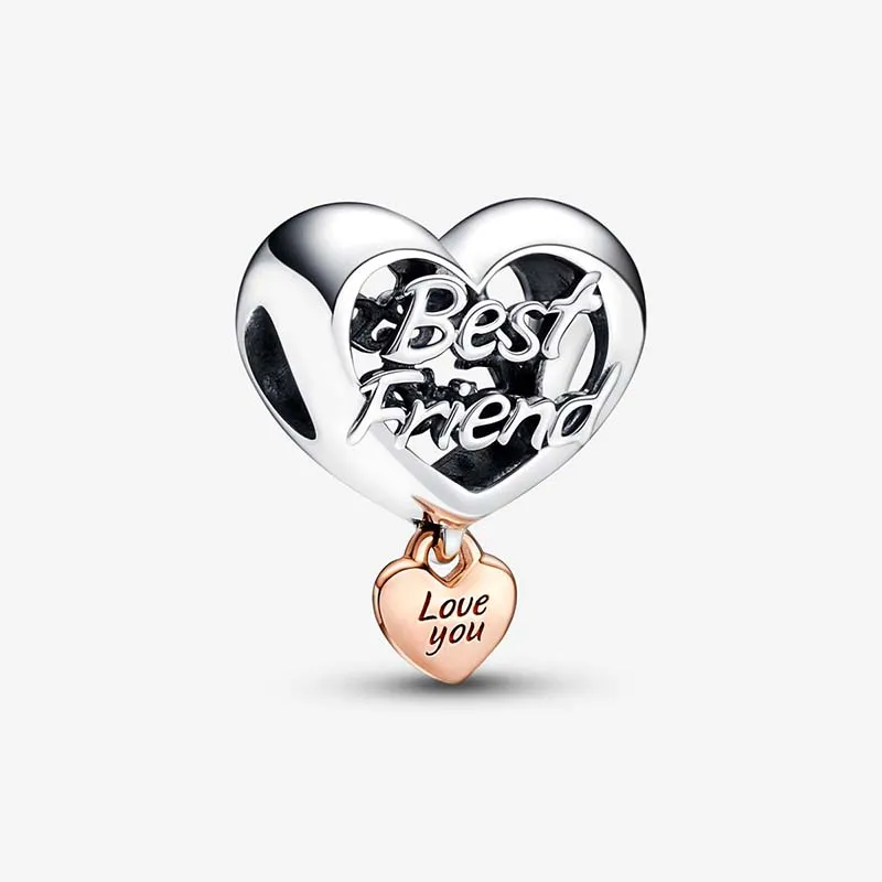 Ich liebe dich, bester Freund, Herz-Charm, Pandoras 925 Sterling Silber, Luxus-Charm-Set, Armbandherstellung, Charms, Designer-Halsketten-Anhänger, Originalverpackung, Top-Qualität im Großhandel