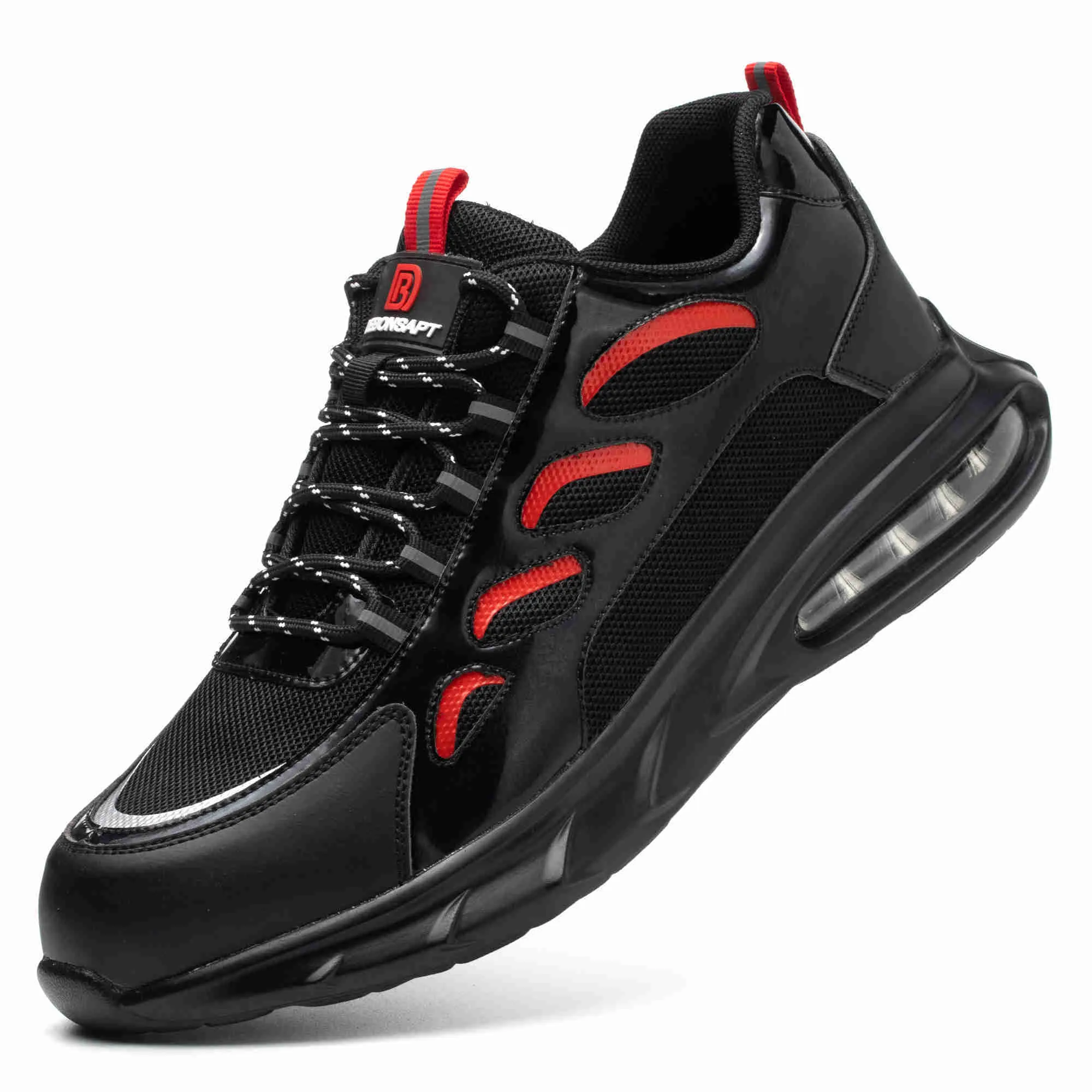 HBP غير العلامة التجارية الساخنة البيع الصناعي وقائي عمل براءة اختراع أحذية السلامة الجلدية للرجال اللون الأحمر المضاد للانزلاق