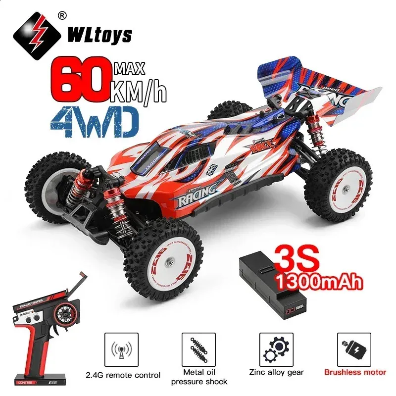 WLTOYS 124008 60KM/H 4WD RC Araba 3s Profesyonel Yarış Araba Fırçasız Elektrikli Yüksek Hızlı Off-Road Drift Uzaktan Kumanda Oyuncakları Hediye 240304
