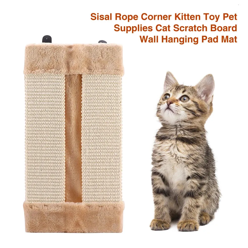 Sisal Rope Cat Scratch Board Corner Kitten Toy Pet Supplies Wear Resistant Pad Wall Hanging Mat Nontoxic Scratching 240304