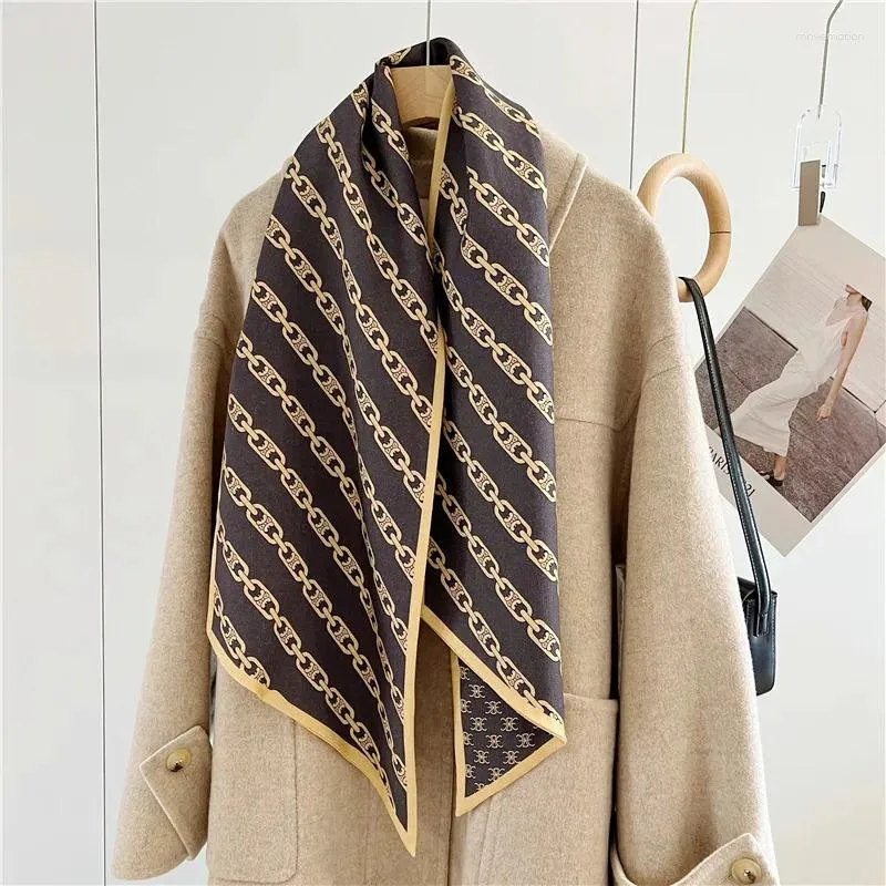 Elegant Women's Double-Sided Scarf Fashion Print Shawl, Long Silk Wool  Blend Scarves, Winter Neck Warmer, Versatile Foulard Ring Poncho