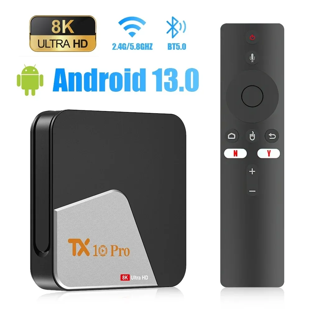 Tx10 pro atv android 13 smart tv box allwinner h313 2gb 16gb banda dupla wifi 8k suporte google voz set top box media player