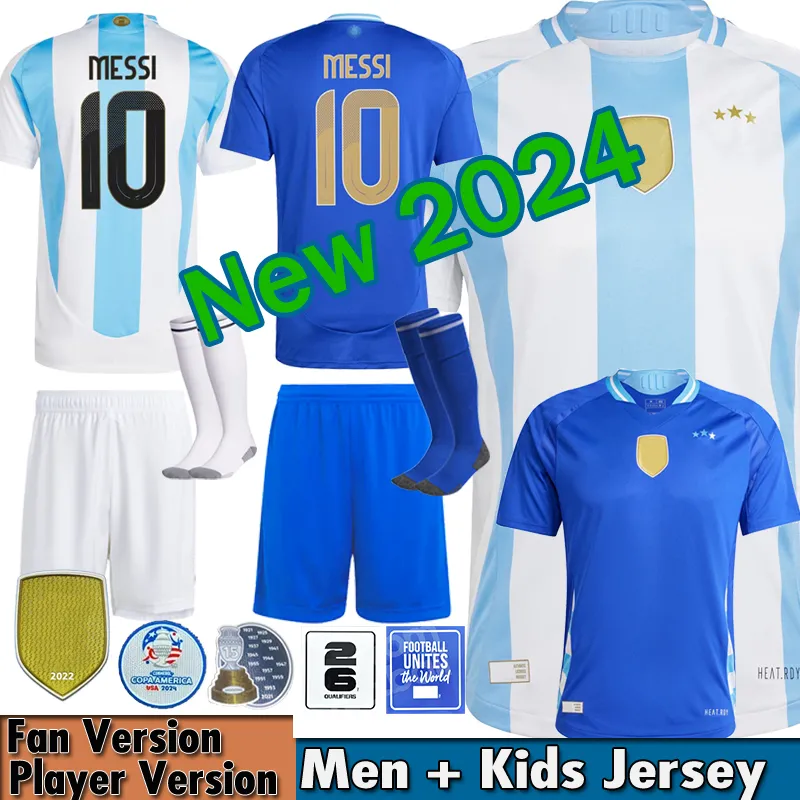 Messi Camisetas Arjantin Futbol Formaları Çocuk Kiti 2024 Copa America 3 Yıldız 2025 Milli Takım Kupası 24/25 Evde Erkekler Futbol Gömlek Tren Di Maria Lautaro Martinez 4xl