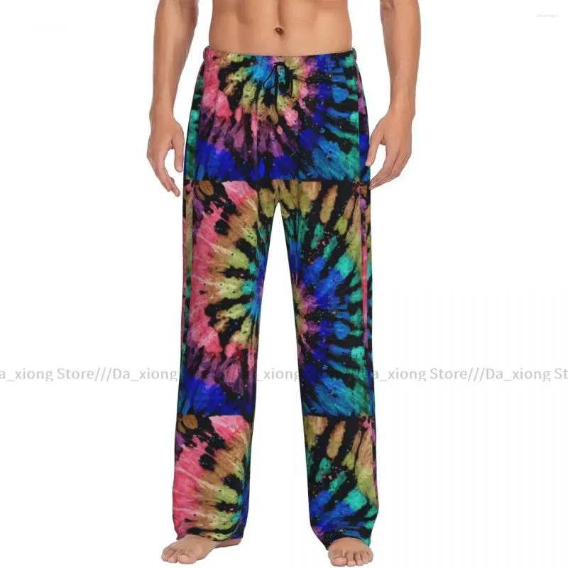 Men's Sleepwear Loose Sleep Pants Pajamas Tie Dye Pattern Long Lounge Bottoms Casual Homewear