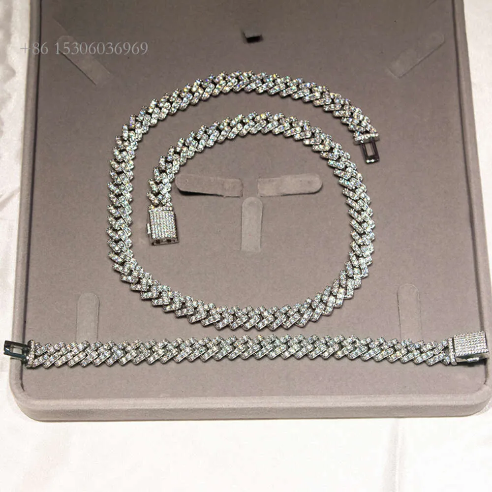 Wholesale 10Mm Hip Hop Vvs Necklace Bracelet Dropshipping 10K Glod Iced Out Lab Grown Diamond Jewelry Cuban Chain