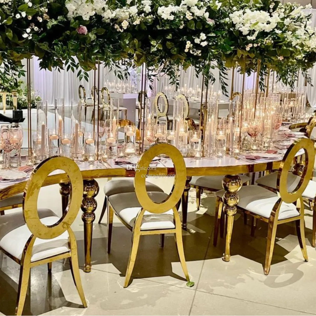 Golden Stainless Steel ring doorbells Wedding Chair Perfect for Outdoor Parties and Weddings