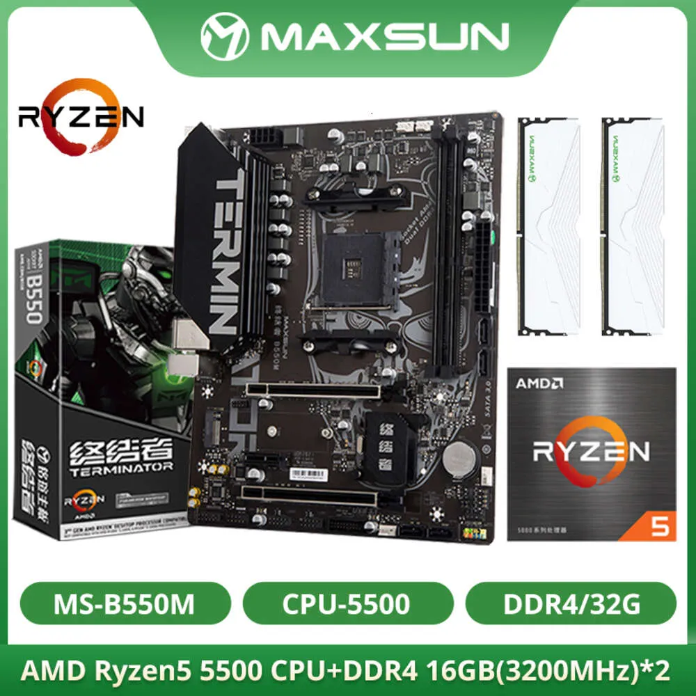 SOYO AMD B550M + RYZEN 5 5500 SET DE DROITURE DDR4 16GBX2 3200MHz avec kit de processeur 4,2 GHz 6 Core 12 Thread Esktops PC Gamer