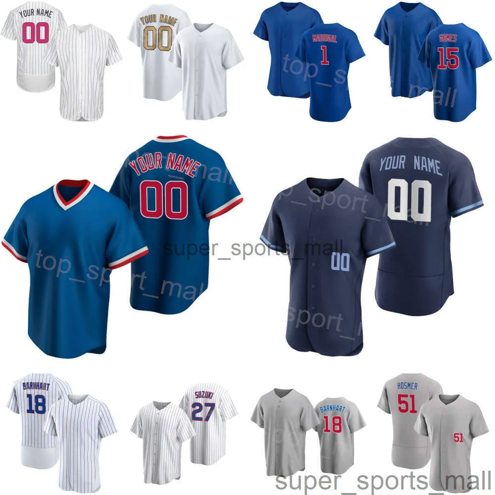 Equipe de beisebol 51 Eric Hosmer Jersey 15 Yan Gomes 1 Nick Madrigal 27 Seiya Suzuki 18 Tucker Barnhart 20 Miles Mastrobuoni 18 Frank Schwindel 13 David Bote Masculino Juventude X-X